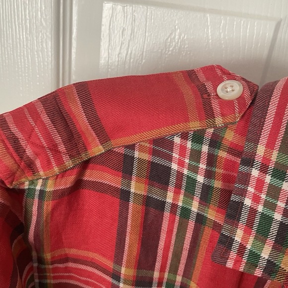Polo Ralph Lauren Shirt Adult Large Red Plaid Silk Linen Button Up Mens L - Picture 7 of 10
